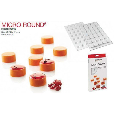 Форма кондитерская Silikomart MICRO ROUND 5, силикон, ячейки 24*12(h) мм, Италия