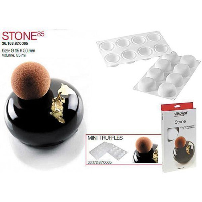 Форма кондитерская Silikomart STONE 85, силикон, ячейки 65*30 мм, Италия