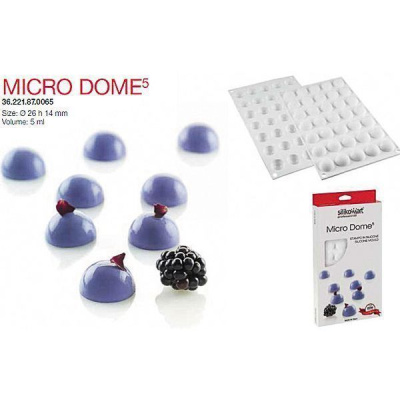 Форма кондитерская MICRO DOME 5, силикон, ячейки 26*14 мм, Silikomart, Италия